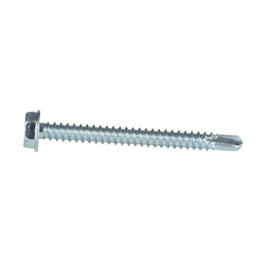 TP-10X2DP100 - #10 (5/16" Hex) X 2" Indented Hex Washer Head Unslot Type 3 Self Drill Screw Zinc Plated