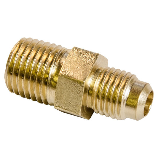 TP-1414 - 1/4″ Male Flare Access X 1/4″ MPT Body, TP-2250 Brass Cap and Valve Core, MPT End Can Accommodate 5/16″ OD Tube