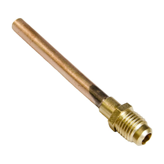 TP-8404 - 1/4″ Male Flare Access Fitting with 1/4″ Copper Tube Extension, TP-2245 Brass Cap and Valve Core