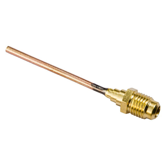 TP-8408 - 1/4″ Male Flare Access Fitting with 1/8″ Copper Tube Extension, TP-2245 Brass Cap and Valve Core