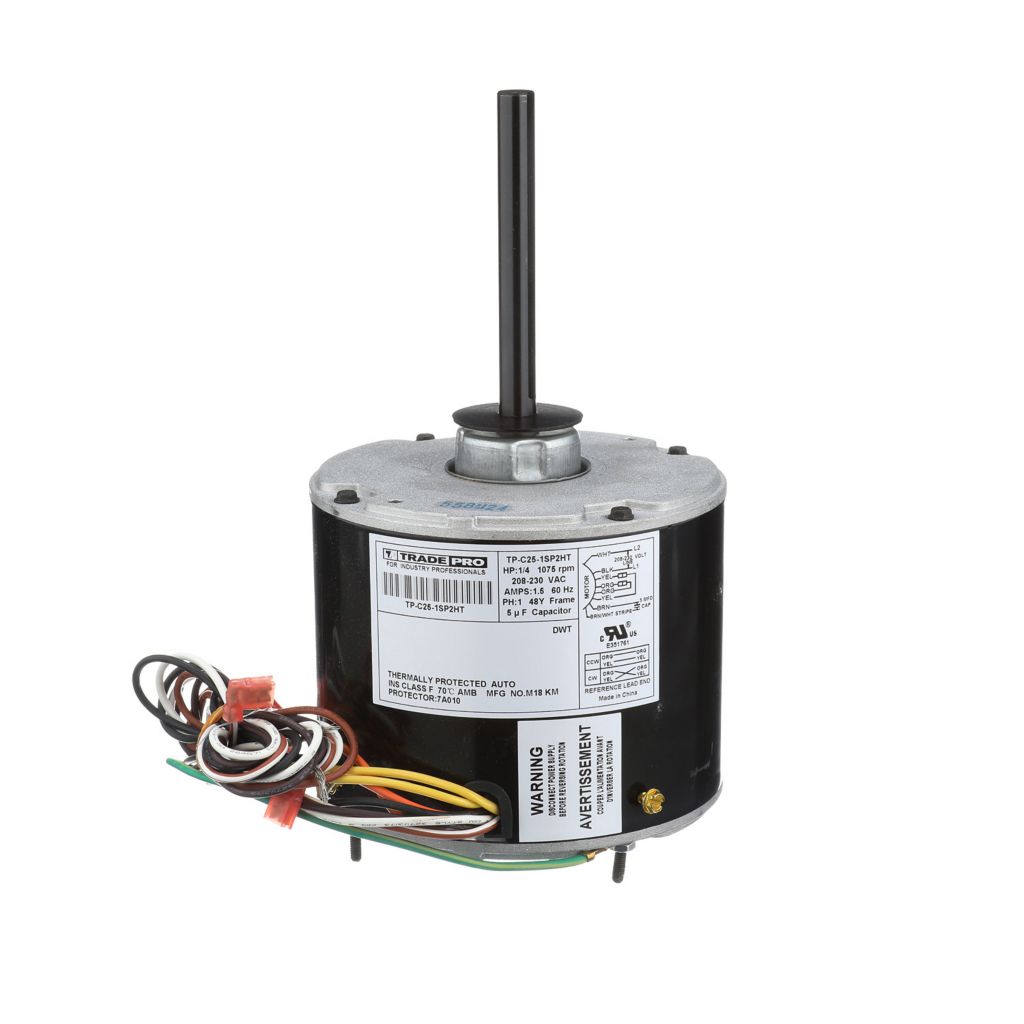 TP-C25-1SP2HT - Condenser Fan Motor 1/4 HP 208/230V 70°C Hi-Temp 1075 RPM Single Speed