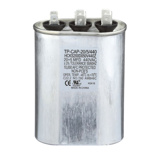 TP-CAP-20/5/440 - Oval Run Capacitor 20+5 MFD 440 VAC