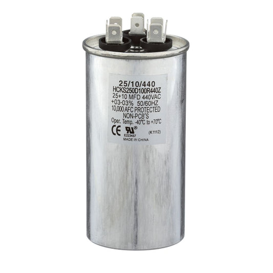 TP-CAP-25/10/440R - Round Run Capacitor 25+10 MFD 440 VAC