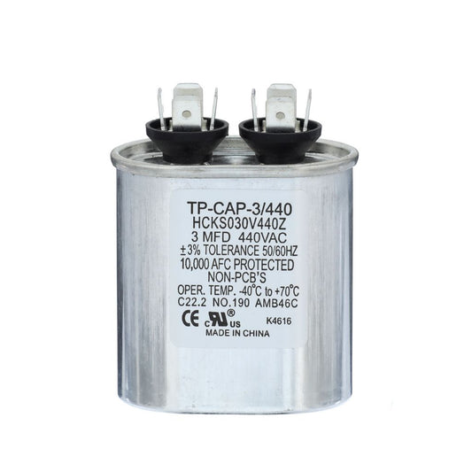 TP-CAP-3/440 - Oval Run Capacitor 3 MFD 440 VAC