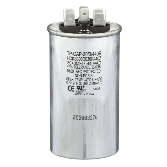 TP-CAP-30/3/440R - Round Run Capacitor 30+3 MFD 440 VAC