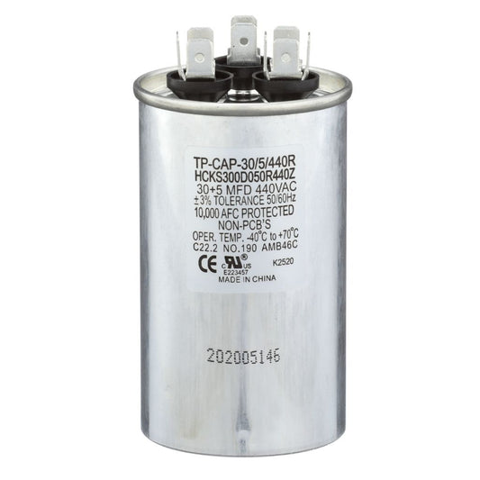 TP-CAP-30/5/440R - Round Run Capacitor 30+5 MFD 440 VAC