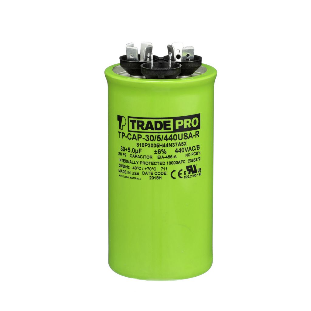 TP-CAP-30/5/440USA-R - Round Dual Run Capacitor 30+ 5MFD 440/370V (Made in USA)