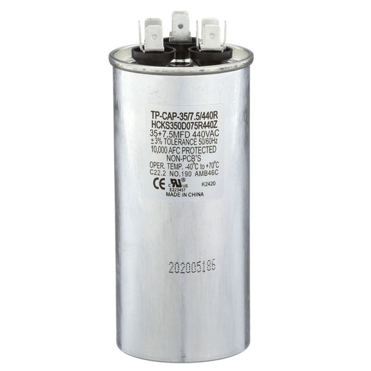 TP-CAP-35/7.5/440R - Round Run Capacitor 35+7.5 MFD 440 VAC