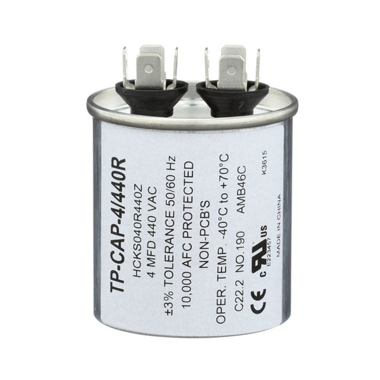 TP-CAP-4/440R - Round Run Capacitor, 4 MFD 440 VAC