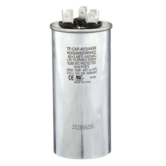 TP-CAP-40/3/440R - Round Run Capacitor 40+3 MFD 440 VAC