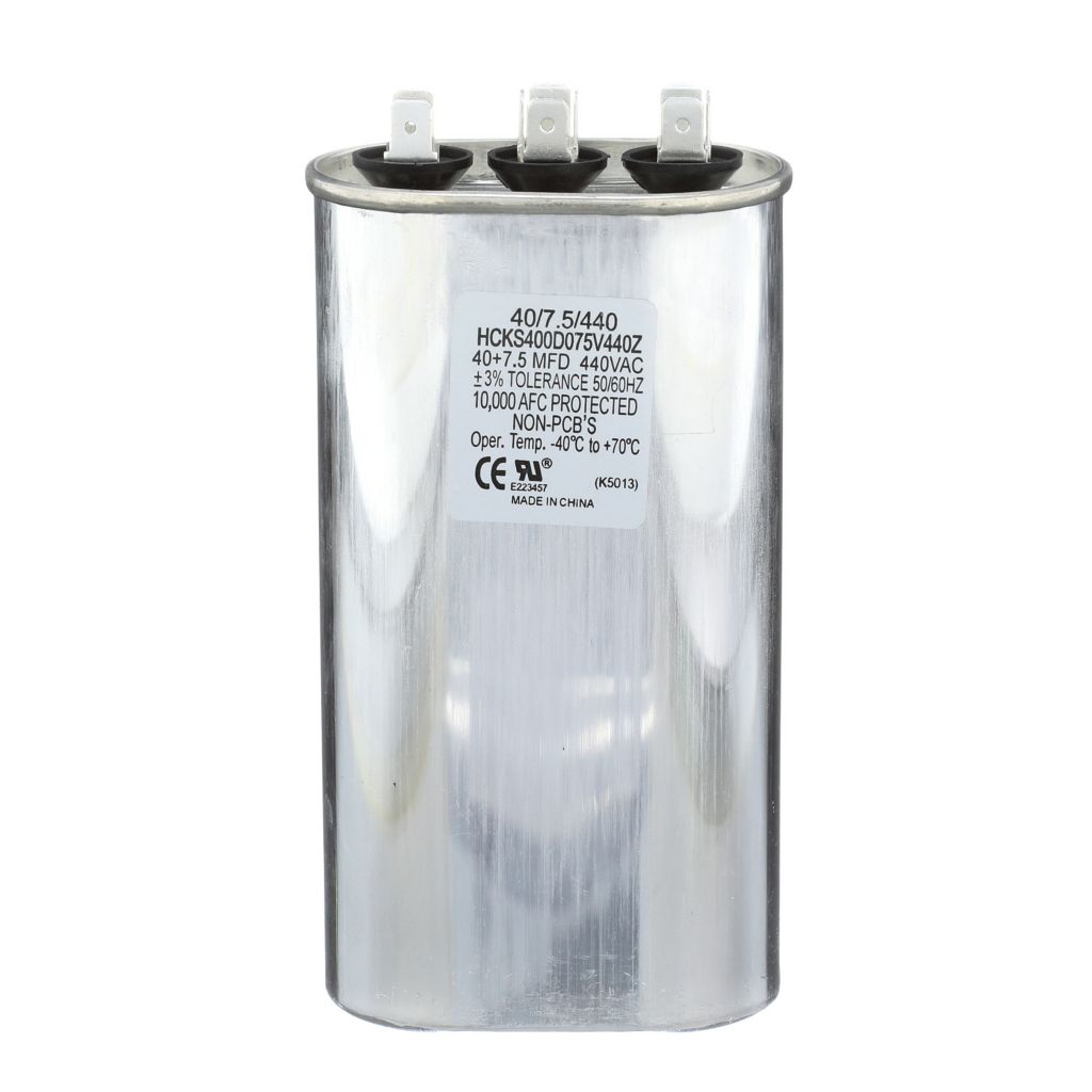 TP-CAP-40/7.5/440 - Oval Run Capacitor 40+7.5 MFD 440 VAC