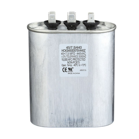 TP-CAP-45/7.5/440 - Oval Run Capacitor 45+7.5 MFD 440 VAC