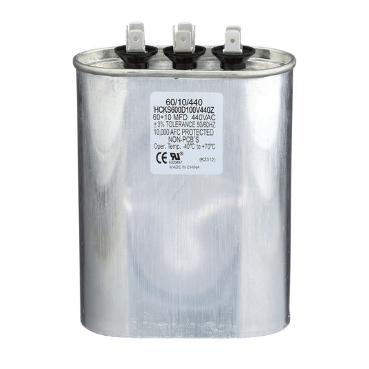 TP-CAP-60/10/440 - Oval Run Capacitor 60+10 MFD 440 VAC