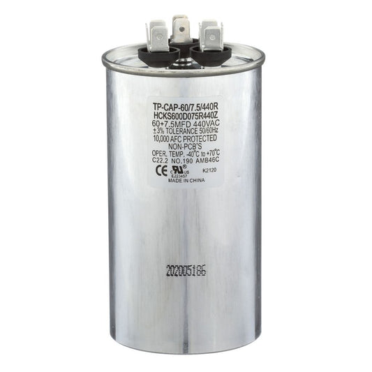 TP-CAP-60/7.5/440R - Round Run Capacitor 60+7.5 MFD 440 VAC