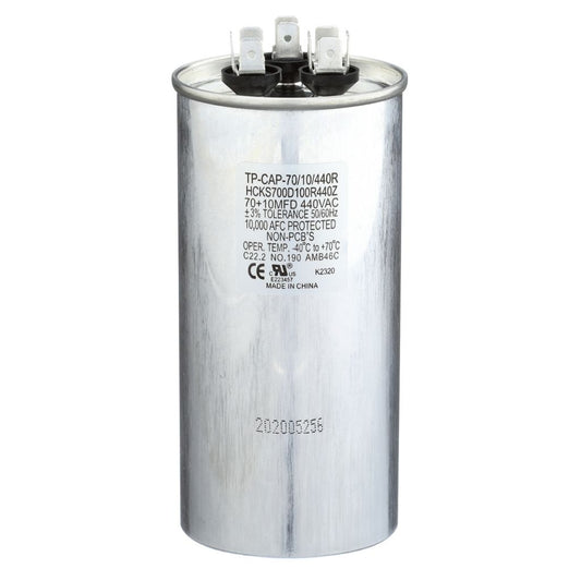 TP-CAP-70/10/440R - Round Run Capacitor 70+10 MFD 440 VAC