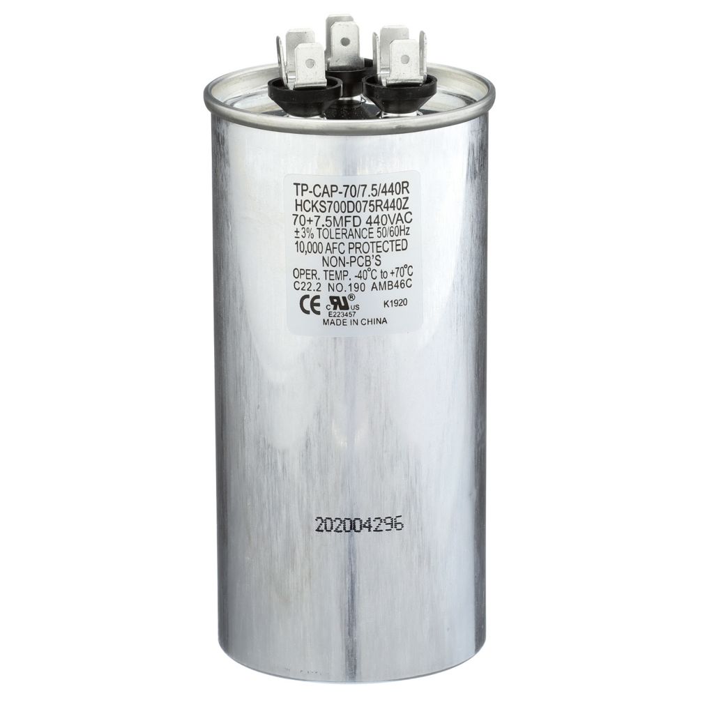 TP-CAP-70/7.5/440R - Round Run Capacitor 70+7.5 MFD 440 VAC