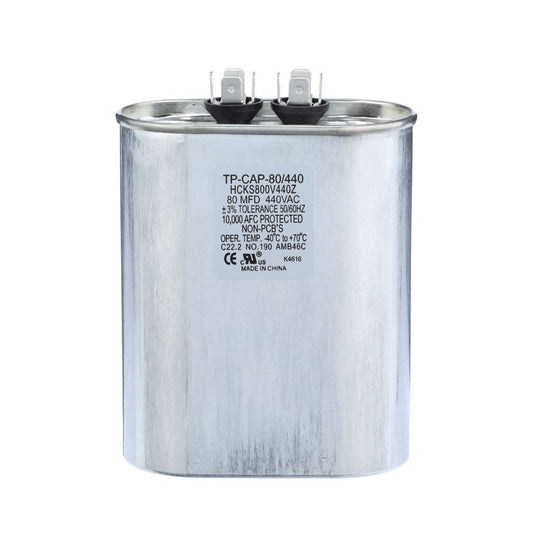 TP-CAP-80/440 - Oval Run Capacitor 80 MFD 440 VAC