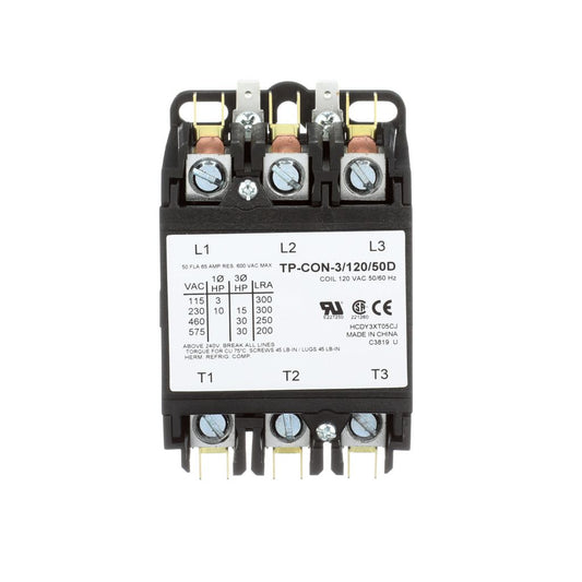 TP-CON-3/120/50D - 3 Pole - 120V - 50 Amp Contactor