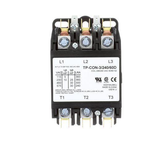 TP-CON-3/240/60D - 3 Pole -208/240V - 60 Amp Contactor