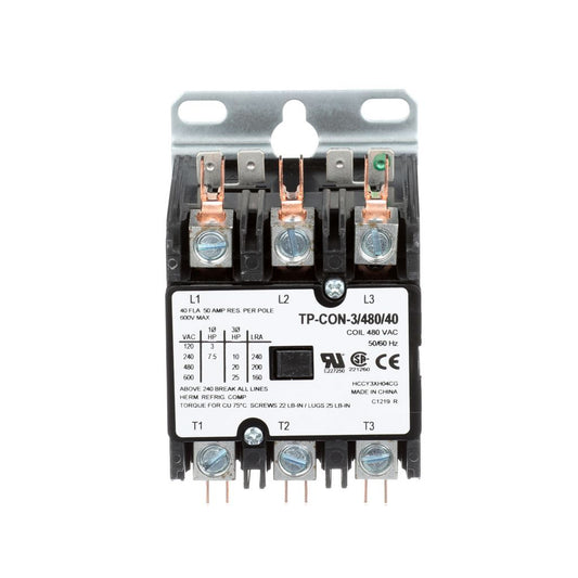 TP-CON-3/480/40 - 3 Pole - 480V - 40 Amp Contactor